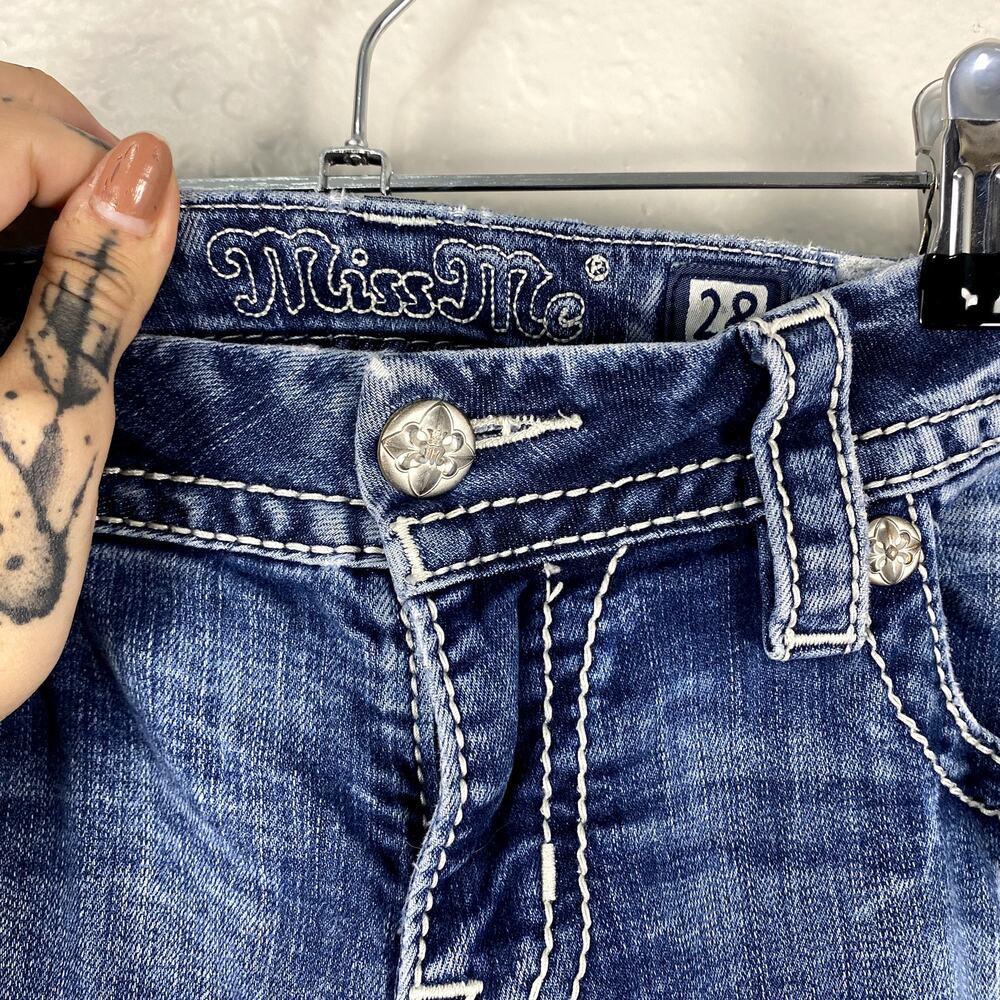 Vtg Y2K Miss Me Loose Fit Bedazzled Sequin Faded Grunge Mcbling Mid Rise Jeans - Picture 7 of 14
